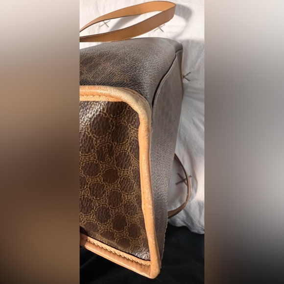 Vintage Celine Tote Handbag Triomphe Macadam Shoulder Purse Large Brown Purse - Picture 8 of 15